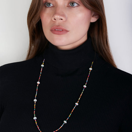 Collar Largo Perla, Dona y Rocallitas