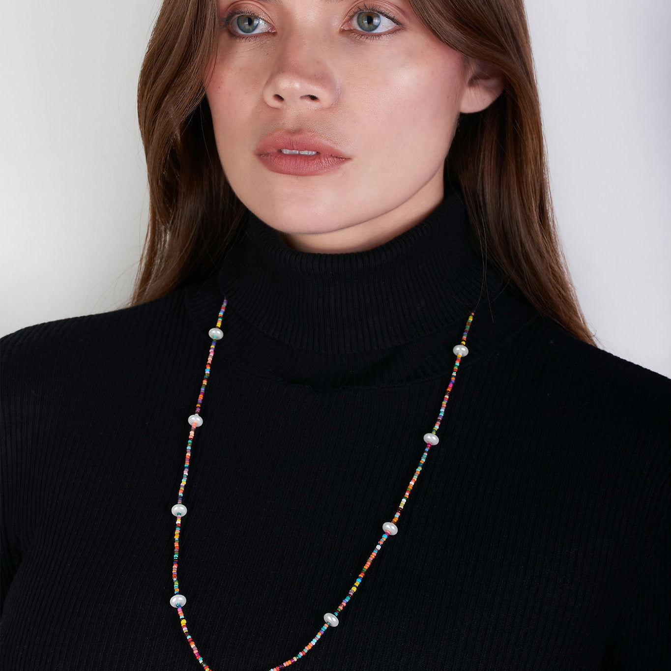 Collar Largo Perla, Dona y Rocallitas