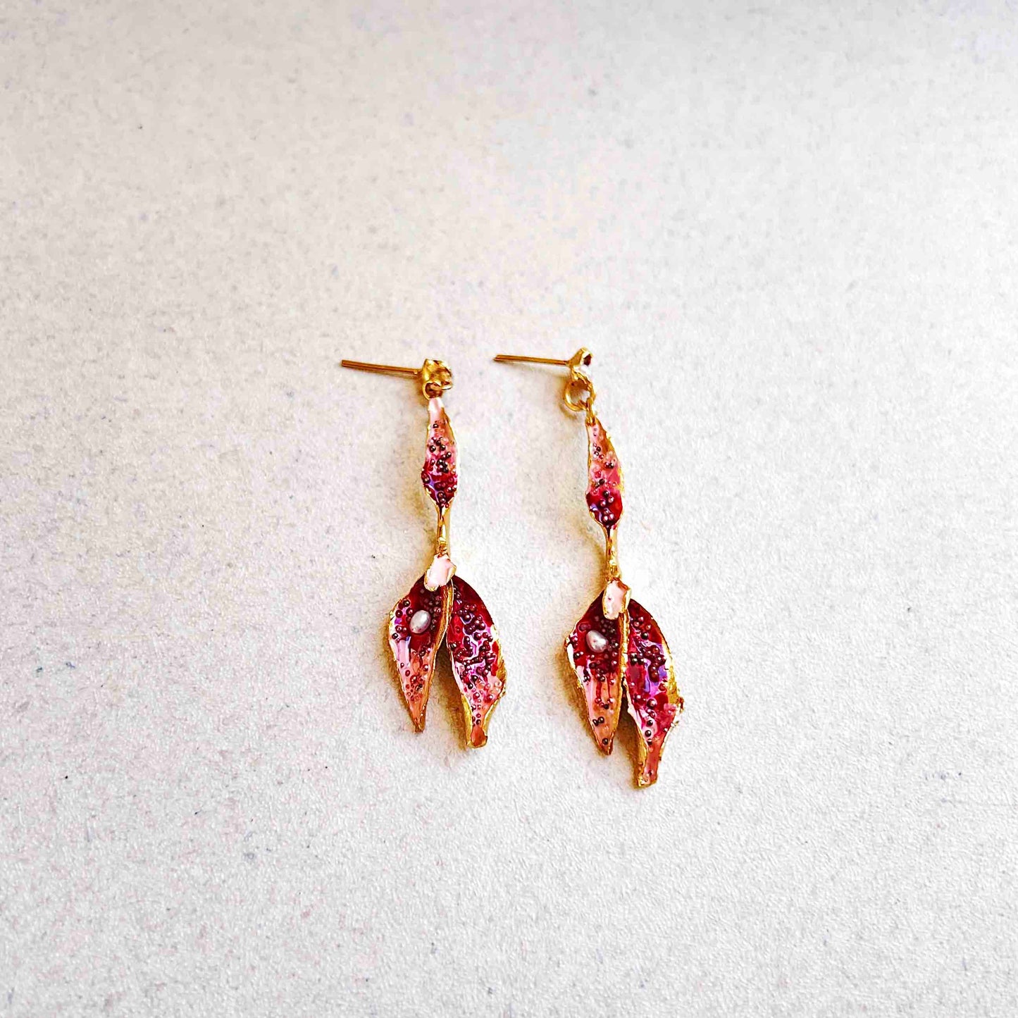 Aretes Orquidea Clavelino en Oro Italiano