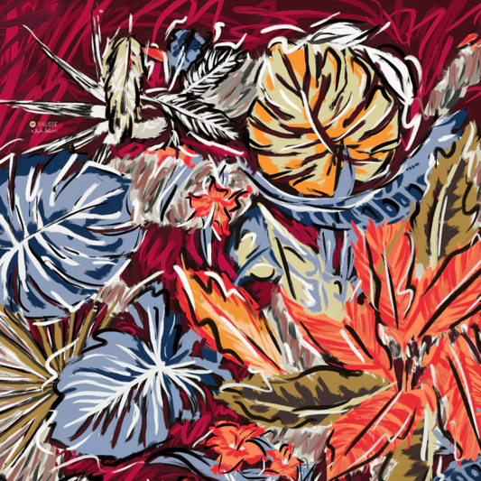 Pañuelo Hojarasca en Seda de 70x70 cm