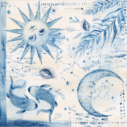 Pañoleta Mistica en Seda de 44x44 cm