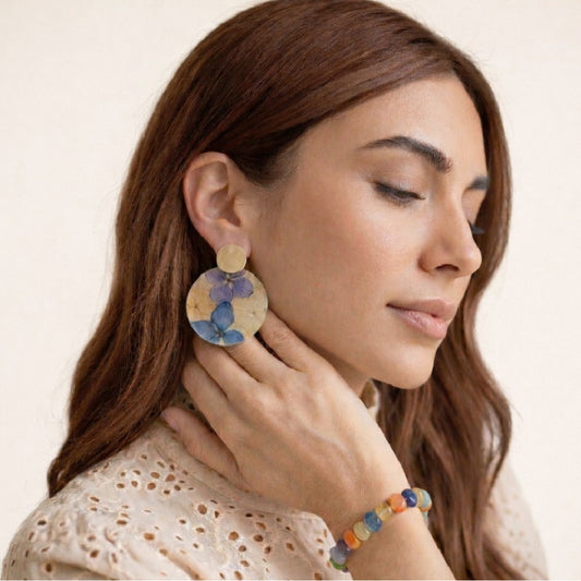 Set Aretes Circulo + Pulsera Muranitas