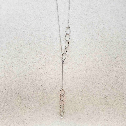 Collar Final 2 Tramos de Óvalos cruzados Corbatín y Zircones