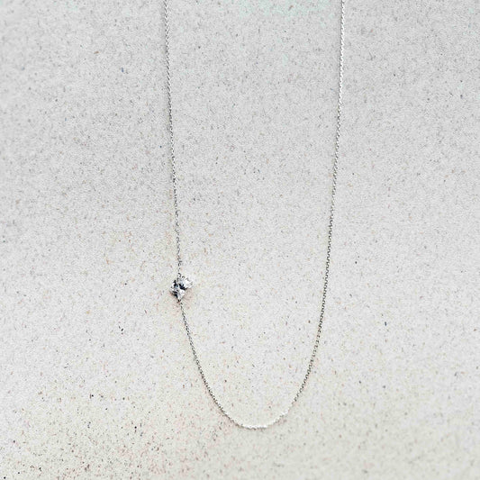 Collar Largo Plateado Dije Cristal y Cristalito