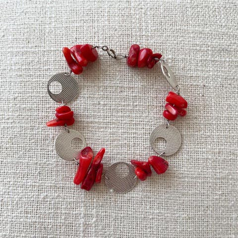 Pulsera corales circulo plata 925