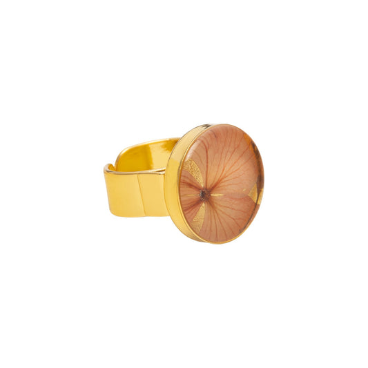 ANILLO CAJA PEQUEÑO RESINA, HERRAJE AJUSTABLE BAÑO ORO DORADO