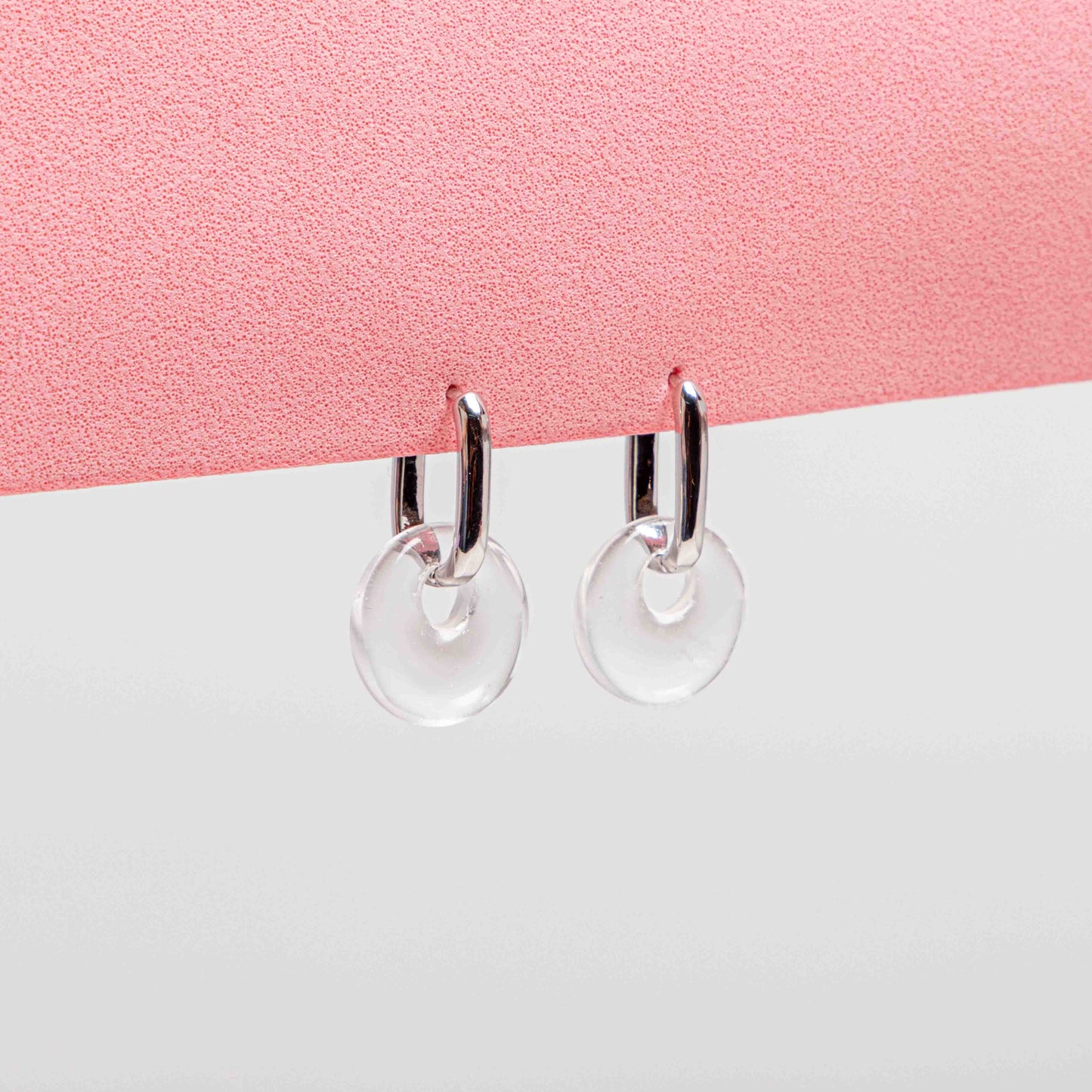 Aretes Raga Plateados Cuarzo Cristal