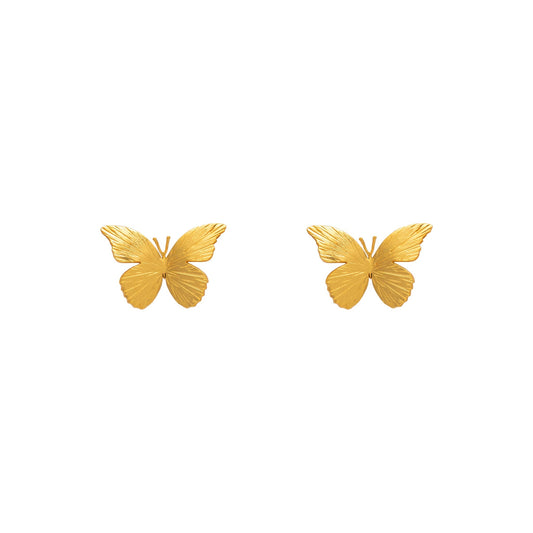 Arete Topo Pequeño Mariposa Renacer Dorado - Blumart