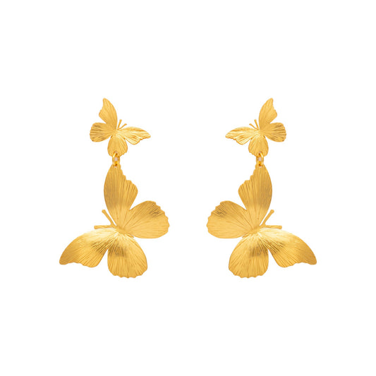 Arete Largo Mariposas Renacer Dorado - Blumart