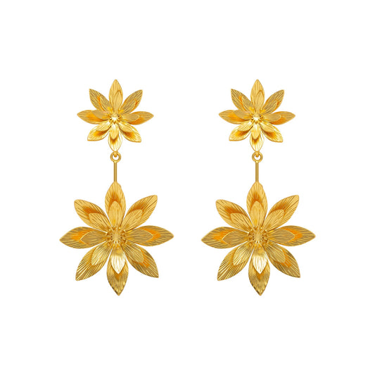 Arete dos flores de loto Resiliencia dorada- Blumart