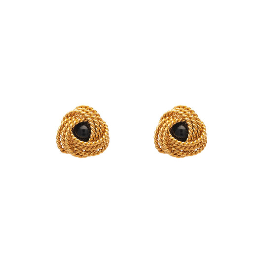 Aretes nudo trenza y piedra Cecilia Angulo