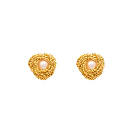 Aretes nudo trenza y piedra Cecilia Angulo