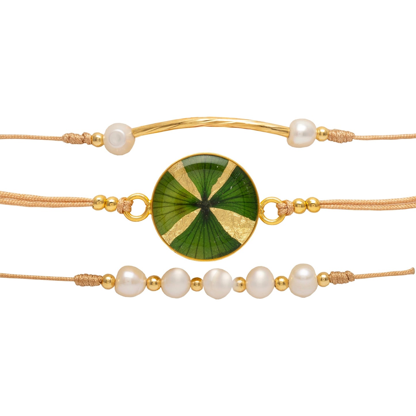 Set pulsera X3 hortencias verde  de Full of Grace