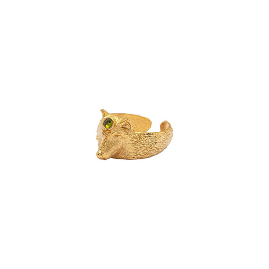 Anillo Tótem de Oro Lobo