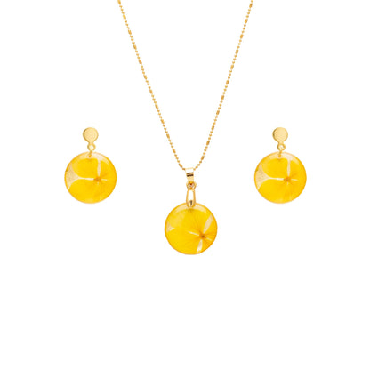 aretes y cadena con baño de oro - full of grace